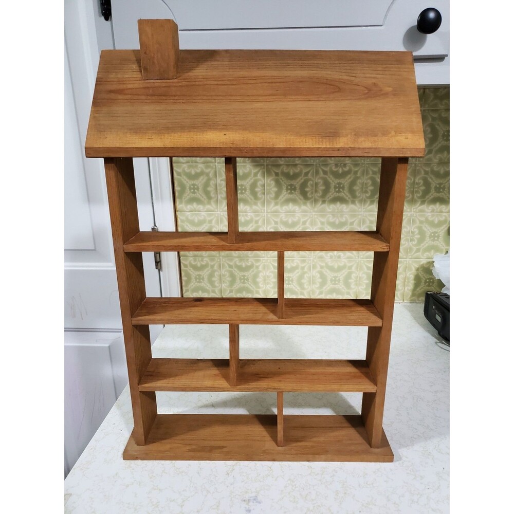 Wooden Trinket Knick Knack House Curio Shelf Display Hanging Folkart 20" Tall
